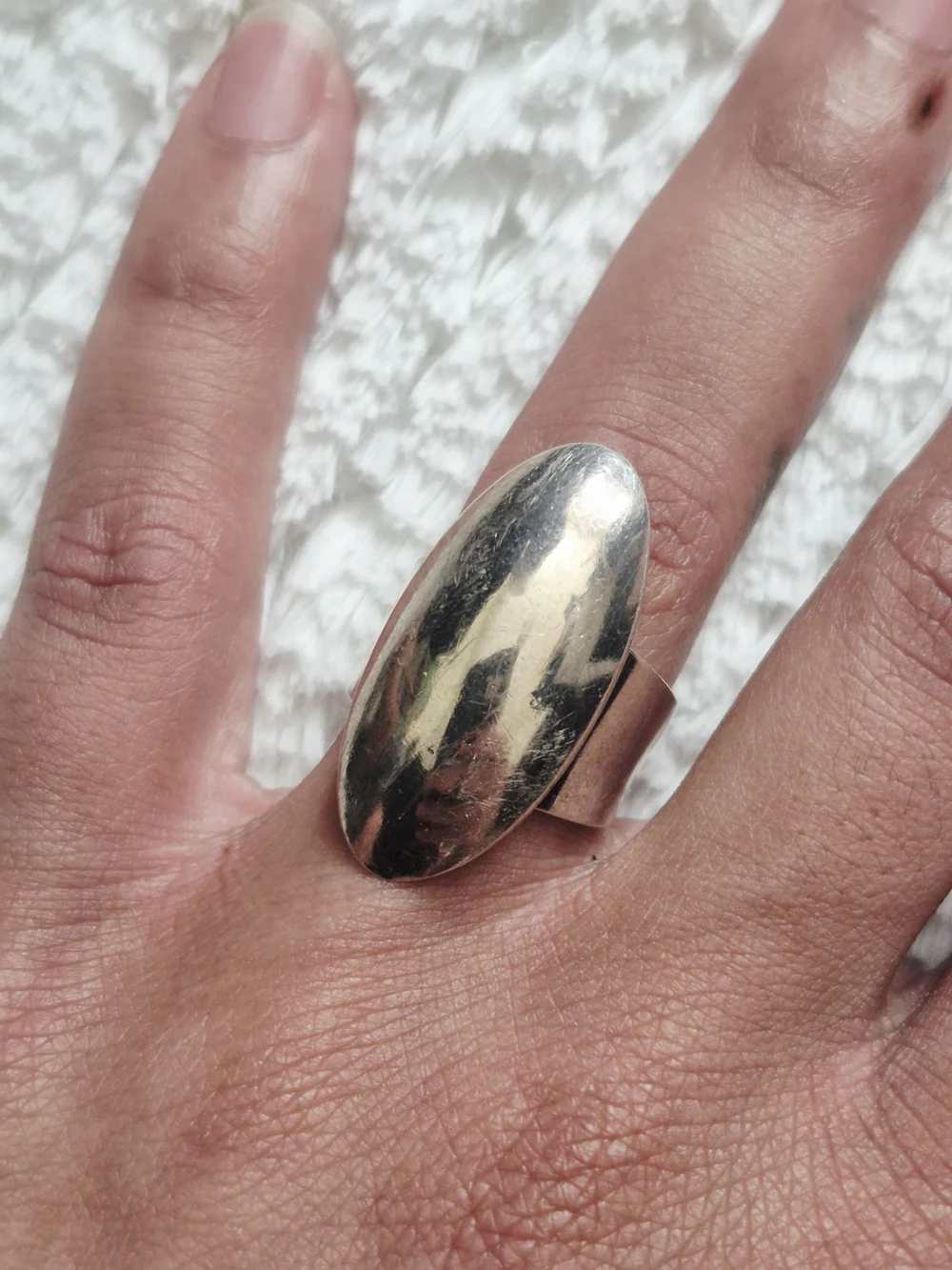 Vintage Navajo Sterling Silver Oval Dome Cocktail Ring